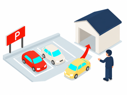 車庫が必要な際に契約期間内でも一部返却が可能です。のイラスト